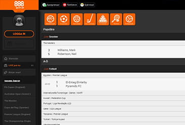 Livebettingsidan hos bettingsajten 888sport.