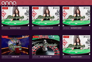 Livecasino-sidan hos casinosajten AnnaCasino