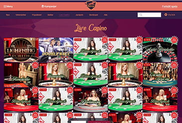 Live casinot hos casinosajten Bajungo