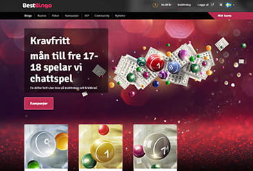 Startsida hos bingosajten BestBingo