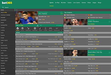 Startsidan hos bettingsajten bet365