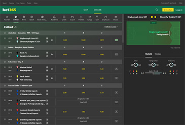 Live streaming plattformen hos Bet365.