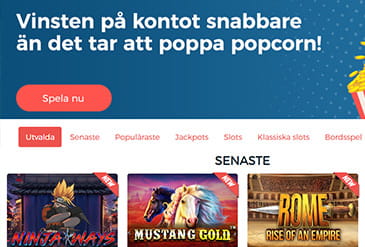 CasinoPos hemsida med en spelbanner längst upp, startsidan och alla spelkategorier.