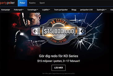 Hemsida för PartyPoker på svenska minibild