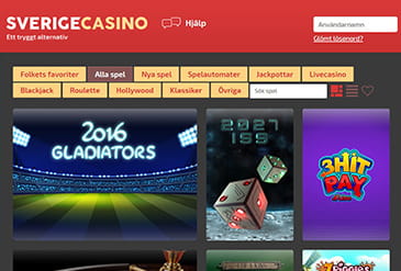 Sverigecasino startsida miniatyrbild