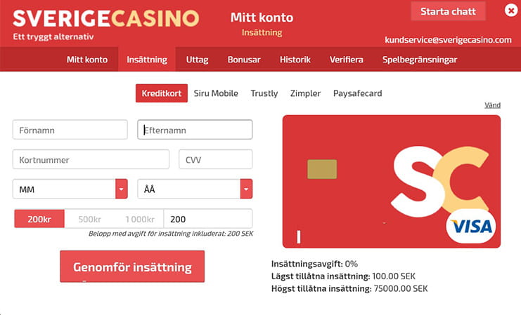 Sverigecasino Betalningsmetoder